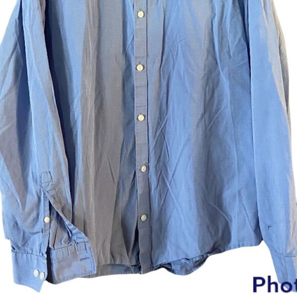 Calvin Klein Button Front Blue Long Sleeve Shirt Size Large - Picture 7 of 8